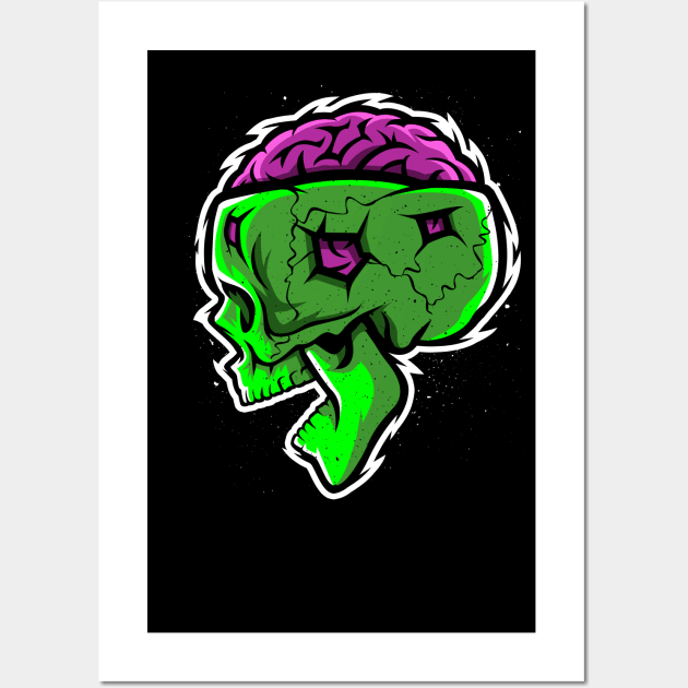 Brain Skull green Wall Art by albertocubatas